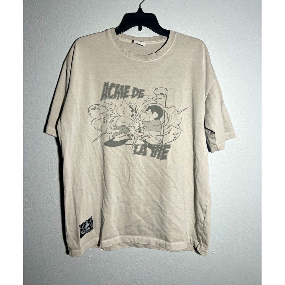 acmé de la vie ADLV Baby Face Graphic Tee Beige Cotton Crew Neck Size L